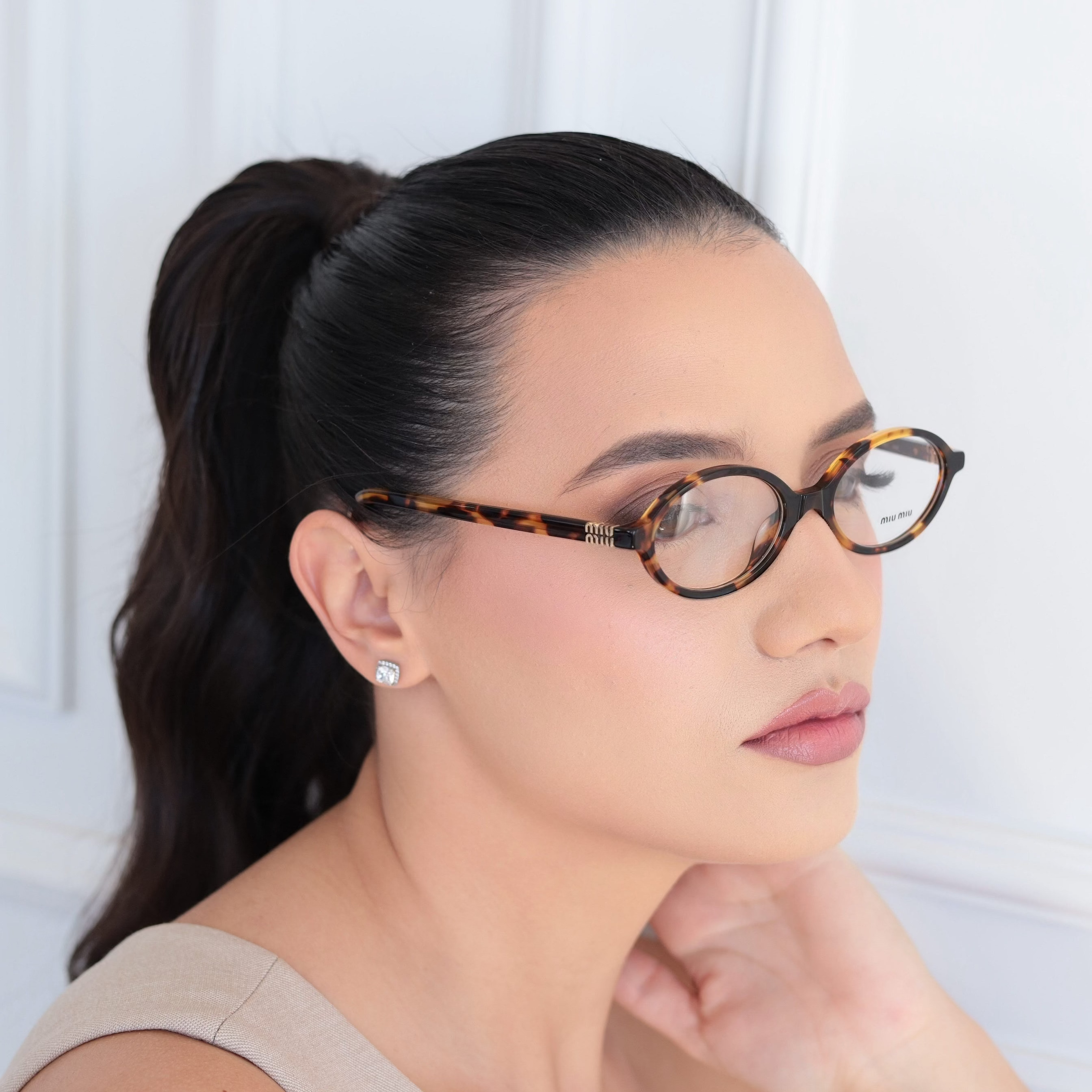 Óculos de Grau Miu Miu MU 01XV VAU-1O1 50 Acetato Cor Havana