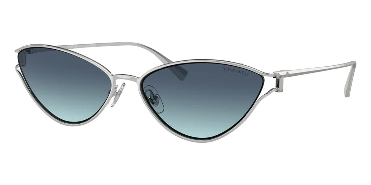 Óculos de Sol TIFFANY TF3095 6001/9S Metal Prata com Lentes Azul Degrade