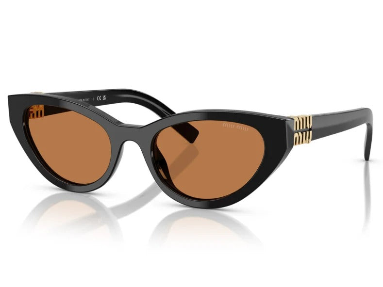 Óculos de Sol Miu Miu 0MUA04S 16K10I Acetato Preto com Lentes Marrom