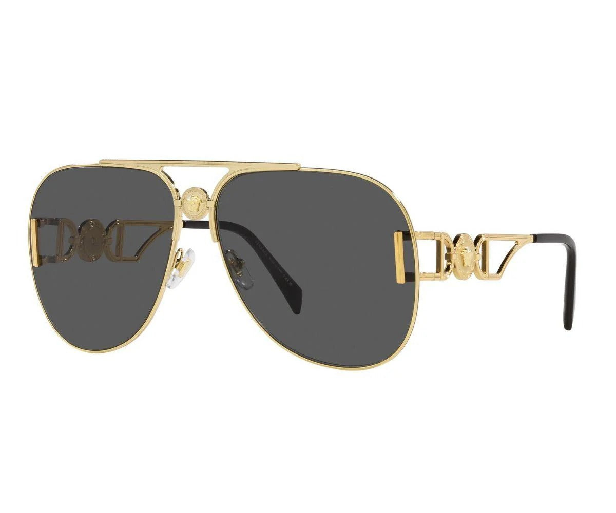 Óculos de Sol Versace 2255 1002/87 Metal Dourado com Lentes Cinza