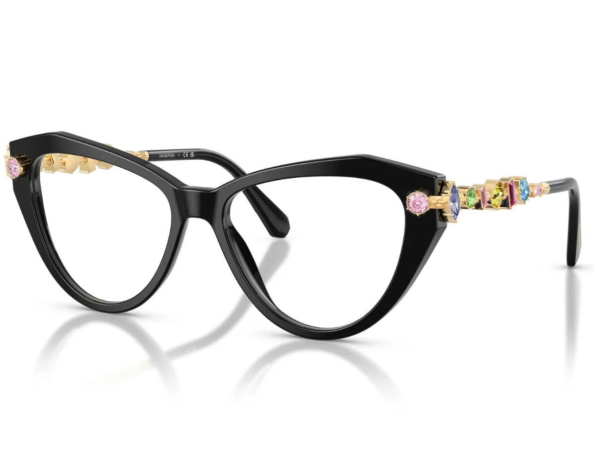 Óculos de Grau SWAROVSKI SK2047 1001 54 Acetato na cor Preta com cristais coloridos Swarovski