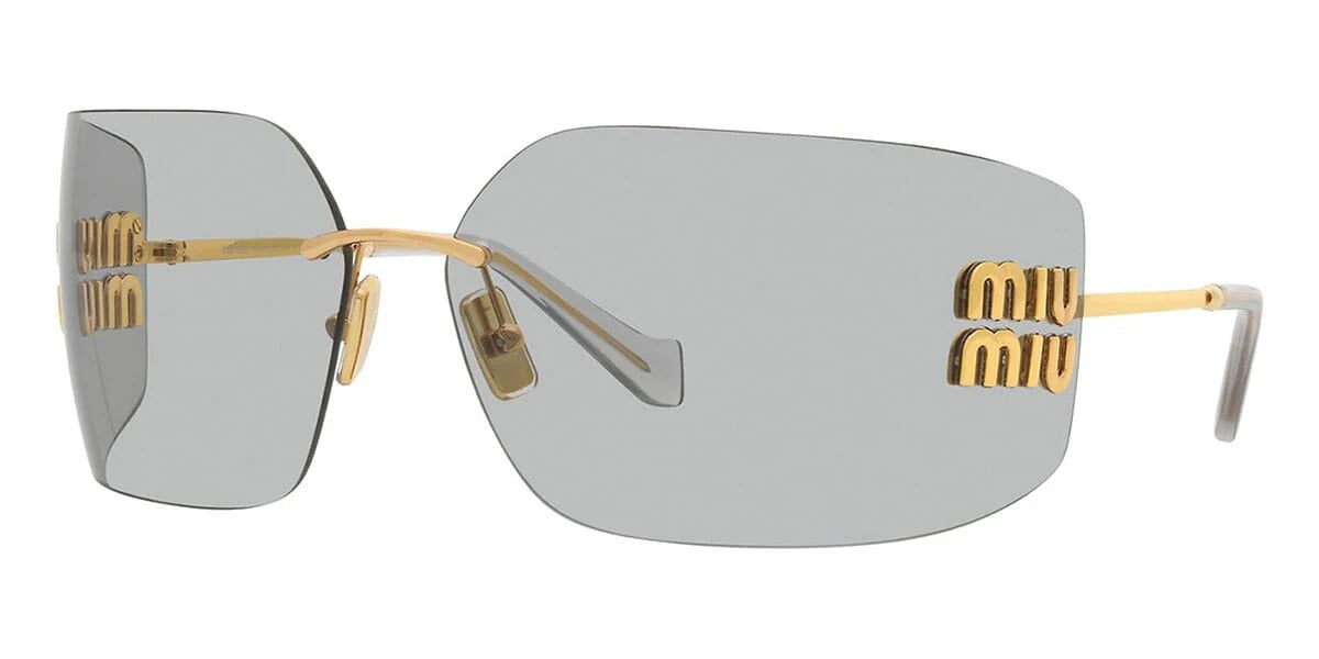 Oculos de Sol MIU MIU MU54Y 5AK30B Armacao Dourada com Lentes Cinza Claro