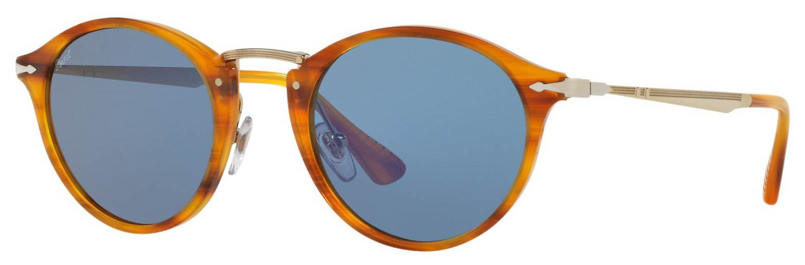 Óculos de Sol PERSOL CALLIGRAPHER EDITION PO3166S 960/56 Acetato e Metal na cor Terra di Siena com Lentes Azul Espelhada em Cristal