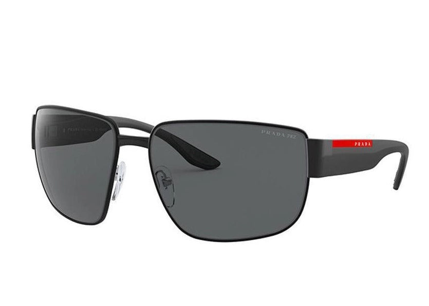 Óculos de Sol Prada Linea Rossa SPS56V 1BO02G POLARIZADO Armação Metal e Acetato Preto Lentes Polarizada Cinza