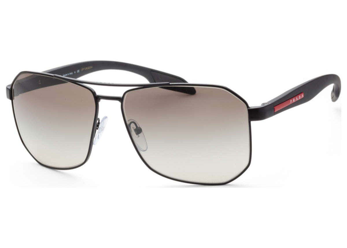 Óculos de Sol Prada Linea Rossa SPSA53 1BO5O0  Armação Metal e Acetato Preto Lentes Marron Degrade
