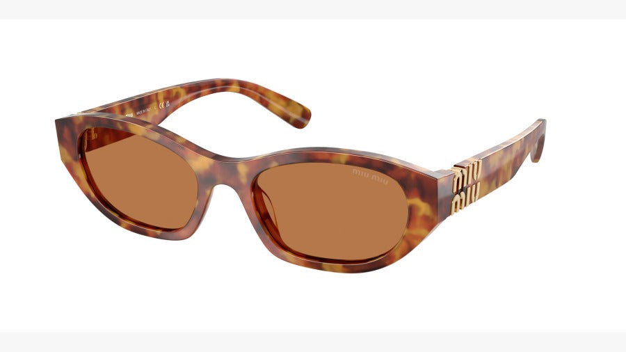 Óculos de Sol Miu Miu SMUA03 10L-10I Acetato Havana com Lentes Marrom