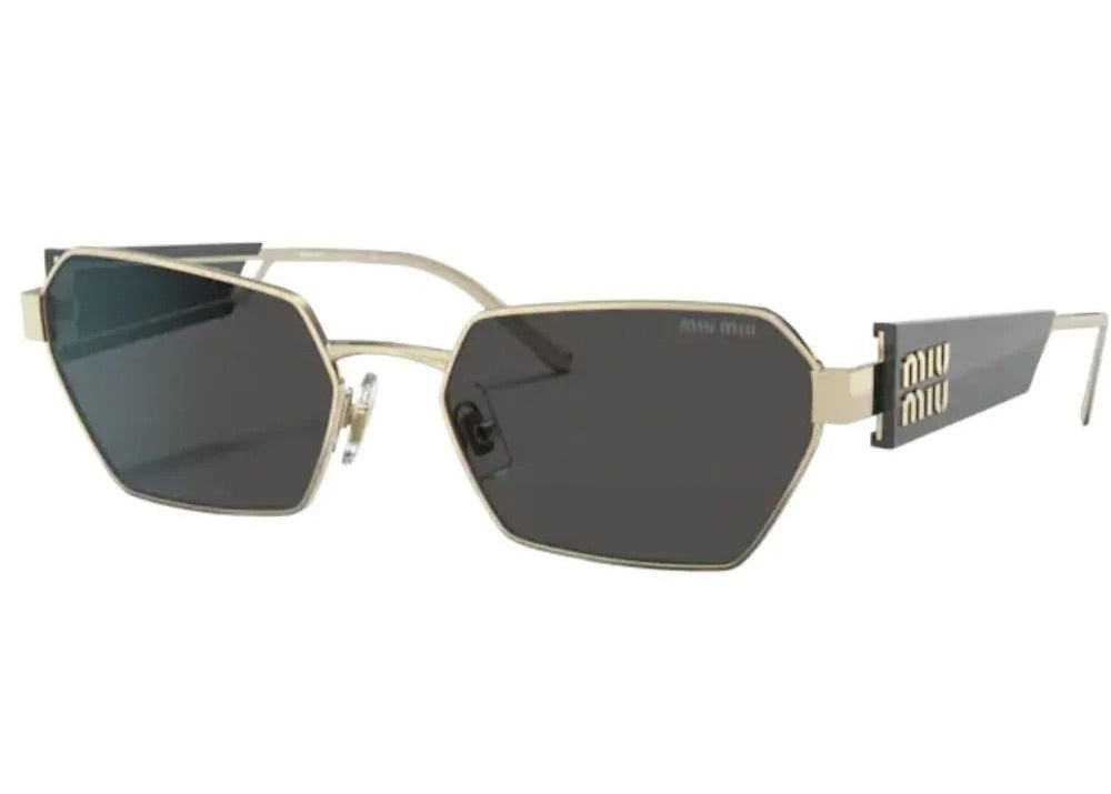 Óculos de Sol Miu Miu SMU53W ZVN 5S0 Metal Dourado com Lentes Cinza Escuro